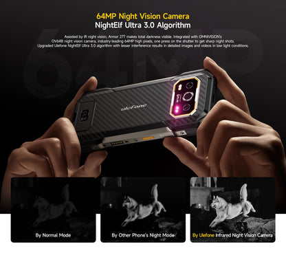 Ulefone Armor 27T 4G 10600mAh Rugged Phone Android 15 Smartphone 24GB +256GB  6.78"FHD+ 120Hz 64MP Night Vision Camera NFC