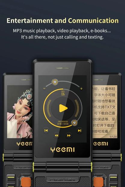 YeeMI M7+ 4G Rugged Feature Phone Big Button Full Band Flip Phone Dual SIM Dual Screen Cellphone For Old Man 6800mAh Big Battery