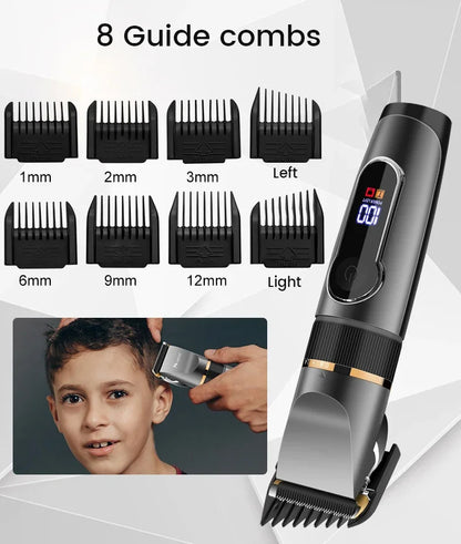 Professional Hair Clipper Rechargeable Electric Trimmer For Men Beard Kids Barber Cutting Machine Haircut LED Screen Waterproof