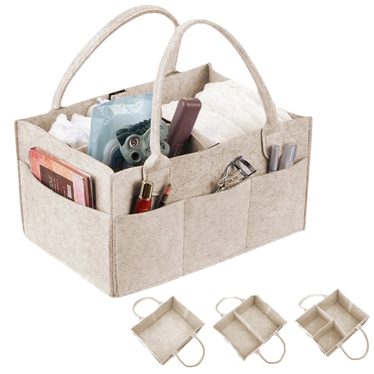 Baby Diaper Caddy Organizer for Changing Table, Nursery Storage Bin Basket with Handle, Felt Diaper Organizer Suitable for Indo