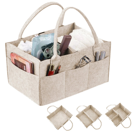 Baby Diaper Caddy Organizer for Changing Table, Nursery Storage Bin Basket with Handle, Felt Diaper Organizer Suitable for Indo