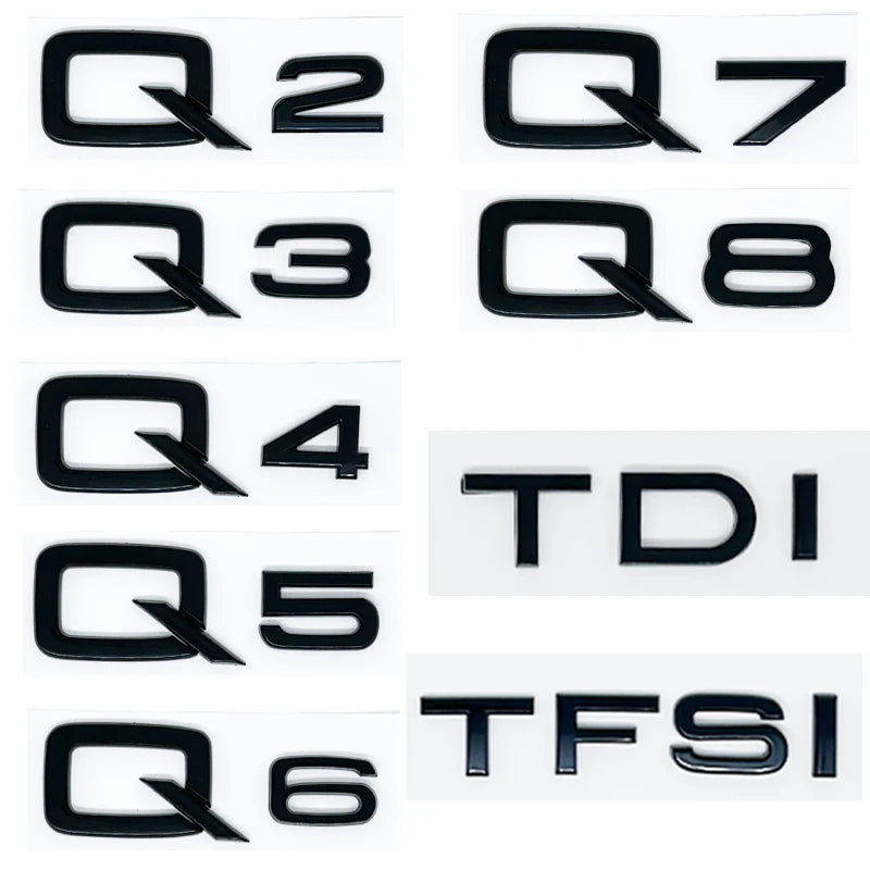 ABS Numbers Letters Q2 Q3 Q4 Q5 Q6 Q7 Q8 30 35 40 45 50 55 TDI TFSI 2.0T Emblem For Car Fender Trunk Rear Logo Sticker