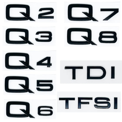 ABS Numbers Letters Q2 Q3 Q4 Q5 Q6 Q7 Q8 30 35 40 45 50 55 TDI TFSI 2.0T Emblem For Car Fender Trunk Rear Logo Sticker