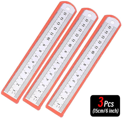 10P 15-30cm Stainless Steel Metal Straight Ruler Precision Double Sided Precision Measuring Tool Scale Metric Ruler Accessories