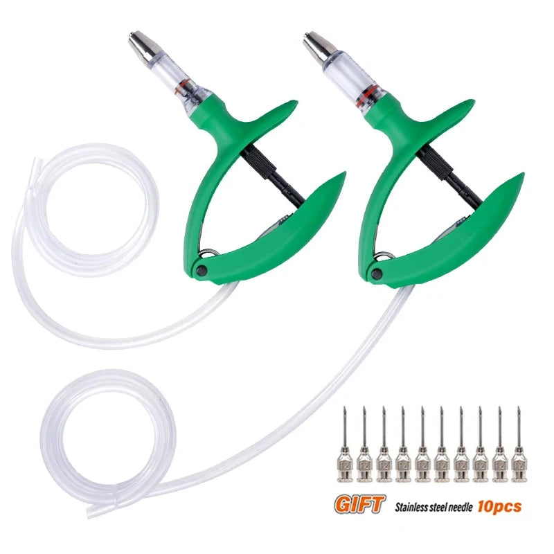 2ml/5ml Poultry Automatic Syringe With Needle Adjustable Continuous Animal Injector Vaccine Injection Veterinary Pig Cattle Tool