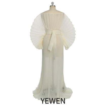 Fashion Organza Pleated Maternity Dress for PhotoShoot Pregnancy White Dress Plus Size Photography and Maternity Dresses YEWEN