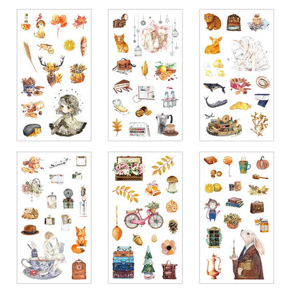 6pcs Leaf Flower Stickers Japanese Accessories for Kids Dessert Diary Decorating Pretty Stationery Feather Decoration Supplies