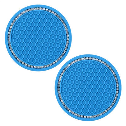 2Pcs Car Bling Rhinestone Cup Holder Drink Pad Interior Decoration Anti-slip Mat Round Durable Coaster Heat Resi Car Accessories