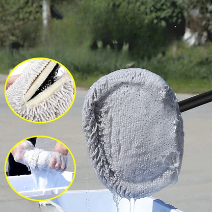 LEIBOO Car Wash Mop Cleaning Brush Telescoping Long Handle Cleaning Mop Retractable Bent Bar Car Wash Brush Auto Accessories Car Cleaning Tools