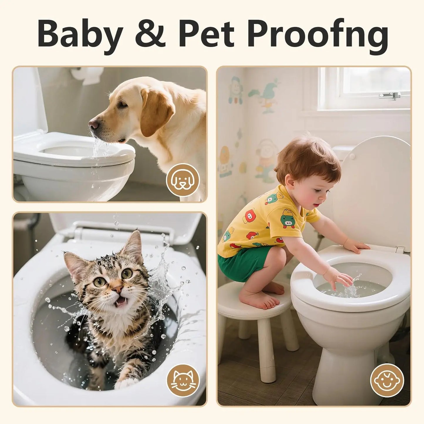 Toilet Locks Baby Proof Child Toddlers, Sturdy Safety Toilet Lid Seat Proofer Lock for Kids Pets Dog, Easy Installation