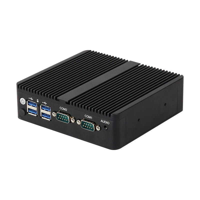 BEBEPC Fanless Industrial Mini PC with Intel Celeron J6412 J1900 Support Linux Computer with 2xRS232/485 2xGbE LAN Win10 Ready