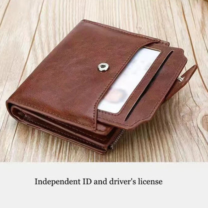 Men's Coin Purse Wallet RFID Anti-theft Man Leather Wallet Zipper Business Card Holder Money Bag Wallet Male