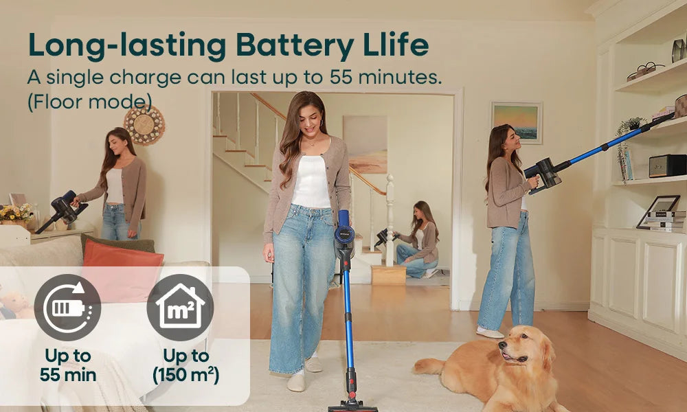 Erabros EV2 Cordless Vacuum Cleaner 450W 55Kpa High Suction Powerful Handheld Home Cleaner Capacity LED Display Floor Carpet