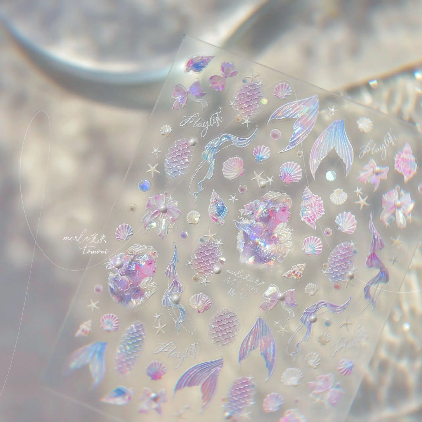 Shiny Blowing Bubble Nail Decorations Stickers 5D Shell Light Love Cat Bubble Transfer Slider Sticker DIY Summer Manicure Decals