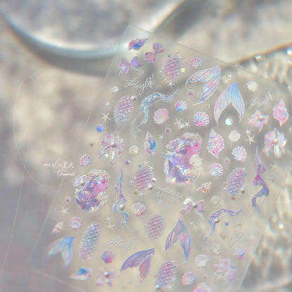 Shiny Blowing Bubble Nail Decorations Stickers 5D Shell Light Love Cat Bubble Transfer Slider Sticker DIY Summer Manicure Decals