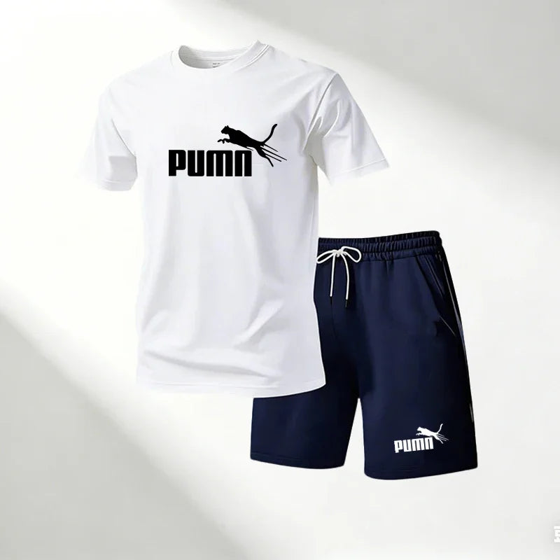 Hot Sale 2026 Men's T-Shirts Sets O-Neck Short Sleeve+Sports Shorts Quick Dry Casual Street Fashion Home Outdoor Running 2 Piece