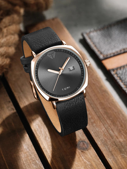 TOMI New 2PCS Luxury Business Men Watch Gift Box Set Simple and Casual Men Calendar Quartz Watch Pen Reloj Men Holiday Gift