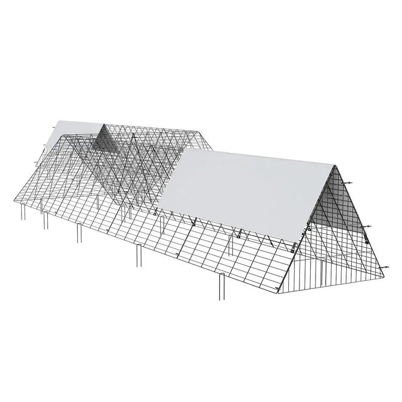 Portable Chicken Tunnel 729x200x61.5 cm, Outdoor Run with Corner Frame, 2 Sets, for Chickens Ducks Rabbits