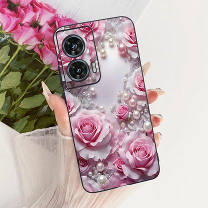 Case For Motorola Edge 50 Fusion Cover XT2429-1 Popular Flower Soft Black Silicone Phone Cases For Motorola G96 5G MotoG96 Funda