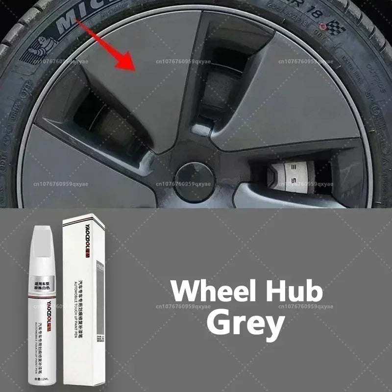 Suitable for Tesla Model 3 Y X S Automotive Paint Repair Pen Pearl White Clearcoat Pen Paint Repair Set Wheel Hub Silver