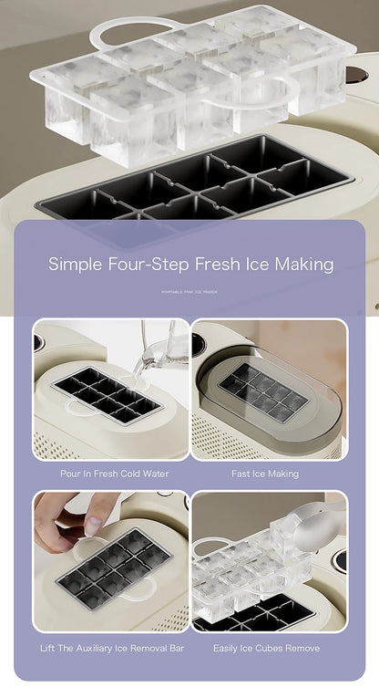 Electric Small Ice Maker Home Dormitory Office Camping Ice Automatic Ice Making Box Ice Machine Home Car Dual Use 12/110/220V