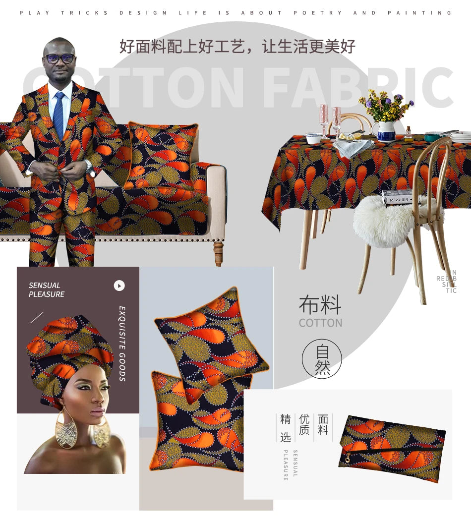 Veritablewax Africa Ankara Prints Batik Wax Fabric DIY Textile Nigeria African Polyester Fabric Dress Sewing Tissu Craft 6 yards