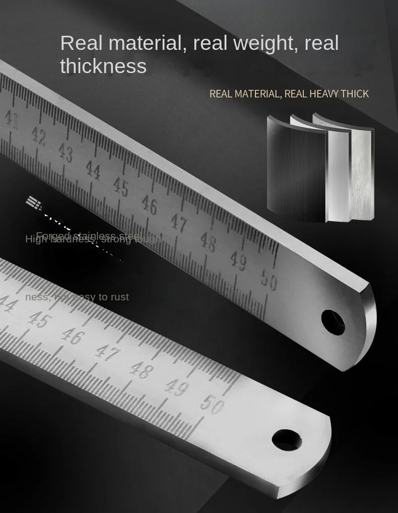 Engineered for Emergencies: 50cm Stainless Steel Ruler with Hardened Tip for Measurement | Drafting Multi‑Tool&Window-Breaking