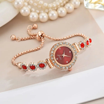 Fashion Rhinestone Women Watches Diamond Flowers Bracelet Ladies Quartz Wristwatch