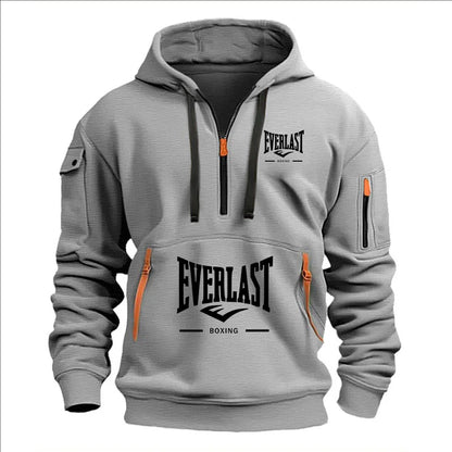 Fashion autumn and winter men's brand clothing multi-zipper design printed hoodie casual sweatshirt loose hooded jumper