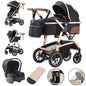 Baby Stroller 3 in 1 Easy Folding Multifunctional Stroller Travel Portable Baby Carriage Safety Seat EU Standard Aluminum Frame