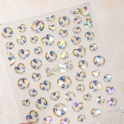 Colorful Bagful Jellyfish Bubbles Swimming Rings Rainbow Stars Ocean Starfish Self Adhesive 5D Nail Art Sticker Manicure Decal