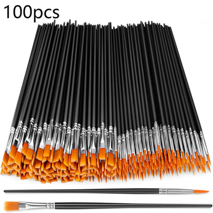 Flat And Round Paint Brushes Set,Pointed Flat Nylon Hair Brushes For Acrylic Oil Watercolor Paint Party Painting