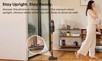 Erabros EV7 Cordless Vacuum Cleaner 70KPa 550W Handheld Stick Vacuum, 70Min Runtime, with Charging Storage Base, Anti-Tangle Brush, with Aroma Design, Powerful Cordless Vacuum Cleaner for Home Clean Carpet Hard Floor Pet Hair