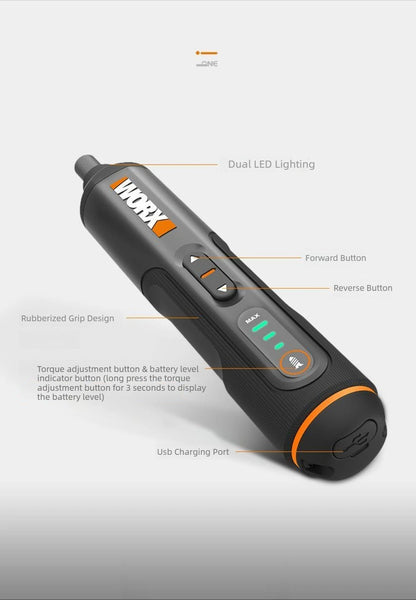 WORX WX240 Electric Screwdriver Rechargeable Electric Screw Driver 24 Bits Kits Mini Drill Power Tool Home Maintenance Repair