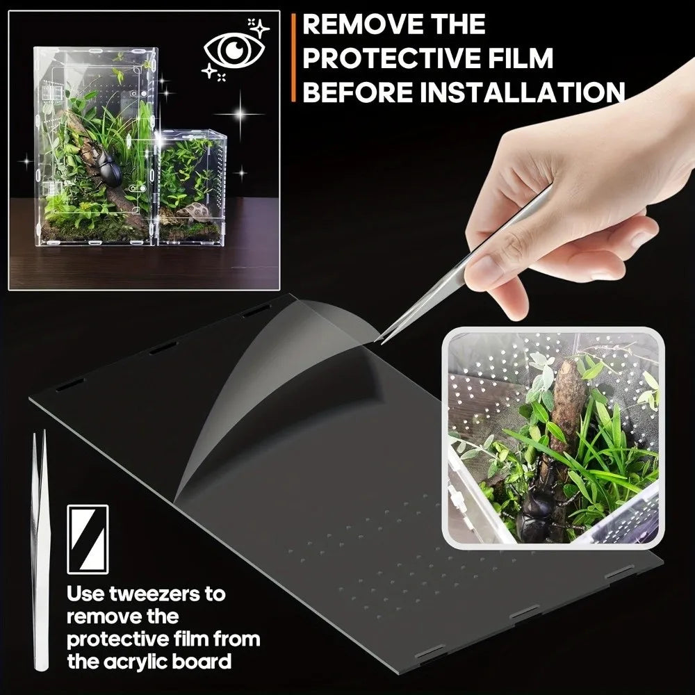 Acrylic Jumping Spider Enclosure Buckle Lock Escape Proof Reptile Feeding Tank Transparent Ventilated Spider House