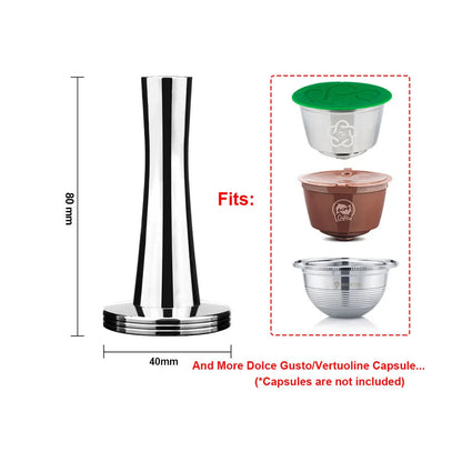 Coffee Tamper Stainless Steel Powder Hammer Pressing For Dolce Gusto Nespresso Delonghi Bocsh Capsule & Portafilter with Spoon