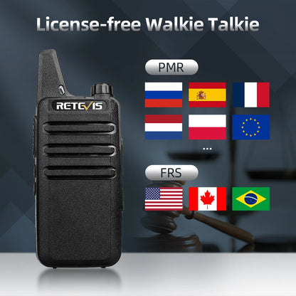 Retevis RT622 Mini Walkie Talkie 4 Pcs Walkie-talkies PMR446 FRS Portable Two Way Radio Communication Radio for Restaurant Hotel