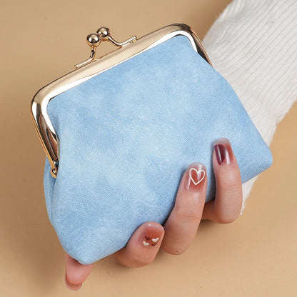 2024 New Retro Purse Ladies Short Purse Buckle Candy Colored Coin Purse Purse Change Purse