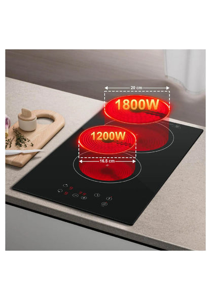 KICHPOWER 2 Plate with Plug Touch Control Glass Ceramic Hob