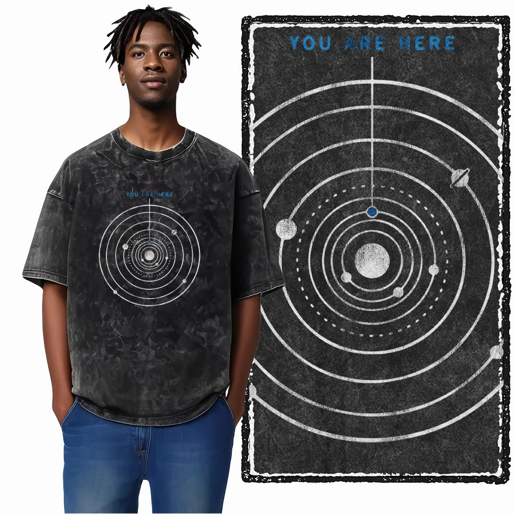 SA ASTRONAUT SPACE THEMES Printed Cotton Acid Washed Graphic Unisex T Shirt Cool Streetwear Men Tshirts Big Size Tee for men