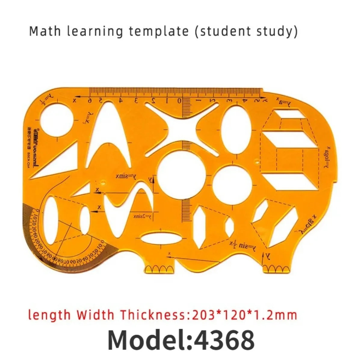 Geometric Drawing Template Set With Measuring Ruler - Yellow Transparent Plastic Tools+Bonus PE Zipper Bag - For Architecture