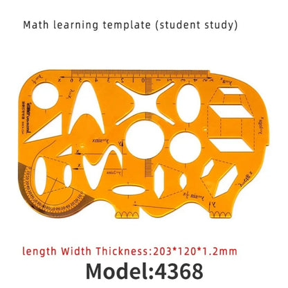Geometric Drawing Template Set With Measuring Ruler - Yellow Transparent Plastic Tools+Bonus PE Zipper Bag - For Architecture
