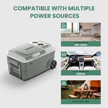 Alpicool DD40 40L Car Refrigerator 12V Compressor Fridge Freezer Dual Zone Independent Control Portable Cooler for Camping BBQ