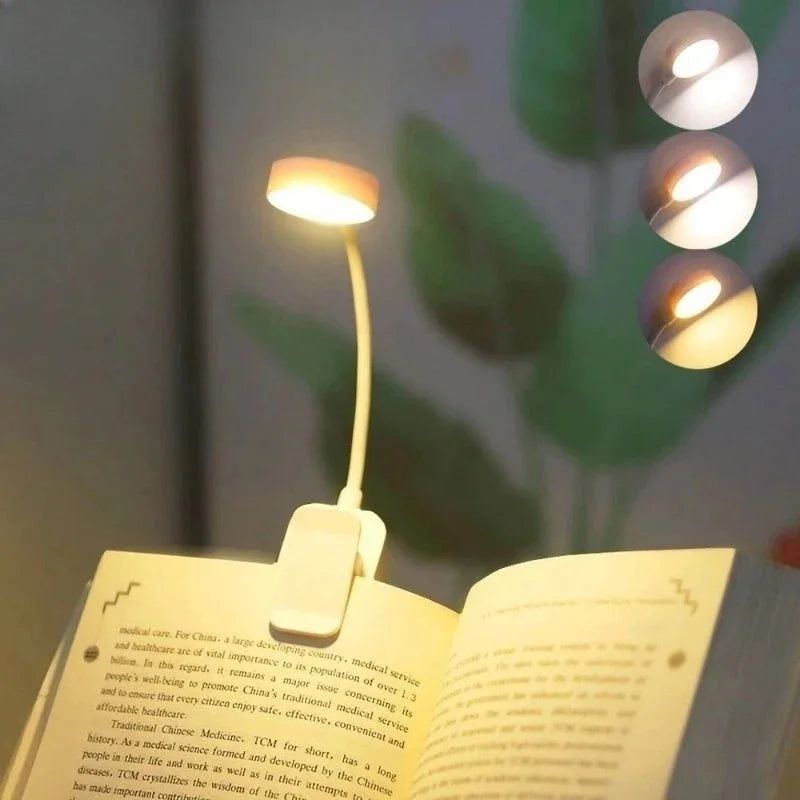 USB Reading Light, 3 Color Modes Adjustable Eye Protection LED Book Light for Bedside, Portable Office Study Night Lamp,