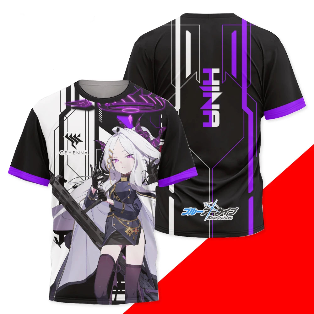 Takanashi Hoshino Game Blue Archive Cosplay T-shirts 3D Print Anime Cartoon Tees Summer Men Women Harajuku Y2k Short Sleeve Tops