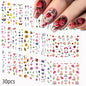 3D Colorful Flowers Cherry Blossoms Rose Daisy Nail Decals 20/30/60/70/90pcs Cute Heart Nail Sticker Manicure Decoration 5.5*6cm