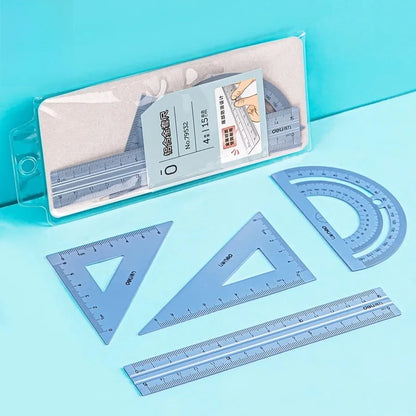 Children Study Aluminium Ruler Set Metal/Plastic/Soft Geometry Maths Drawing Compass Stationery Rulers Mathematical for School