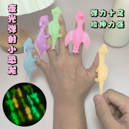 5-20Pcs Colorful Finger Catapult Noctilucent Dinosaur Games Birthday Shower Favor Giveaway Christmas Carnival Party Gift