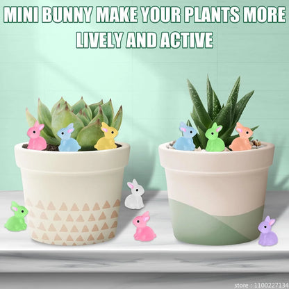 50Pcs Luminous Mini Resin Bunny Tiny Plastic Rabbits Glow in the Dark Miniature Bunnies Figurines for Fillers Fairy Garden