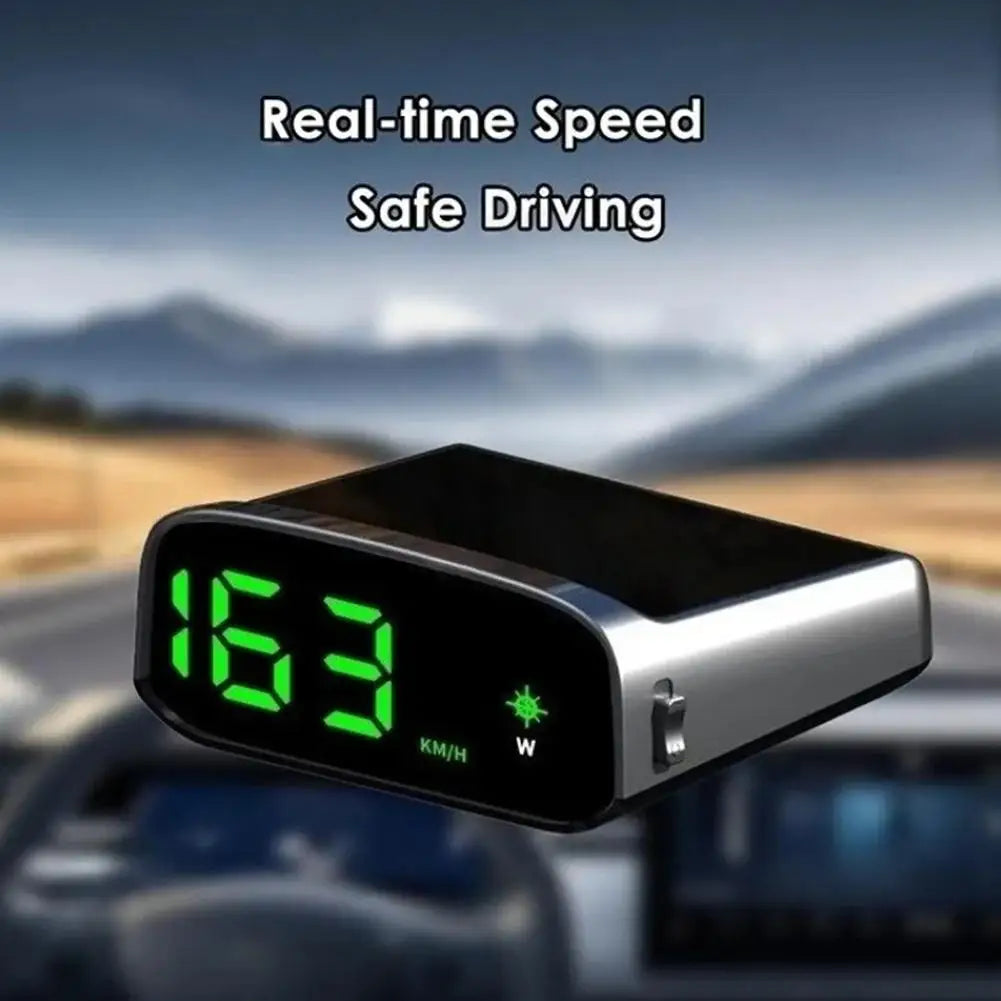 Solar HUD Head-up Display HD LED Car Speedometer Solar+Type-C Dual Charging Overspeed Alarm Safe Driving Universal Accessories